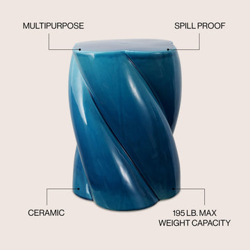 Yves Modern Minimalist Rope Twist Ceramic Indoor/Outdoor Garden Stool